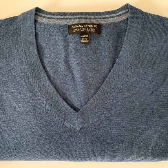 Banana Republic Men’s XXL Blue 100% Merino Wool Lightweight Sweater – Ultra Soft - Picture 13 of 13